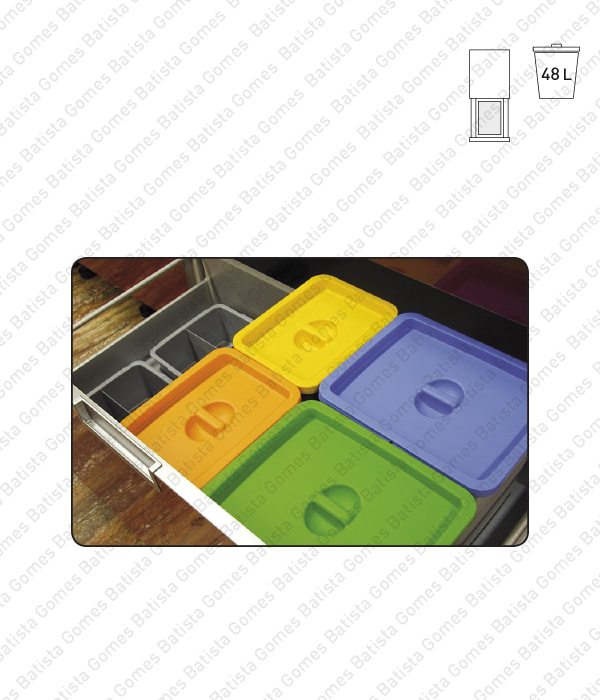 Sistema de baldes para lixo - Para gavet�es - M�d. 900 - 48L